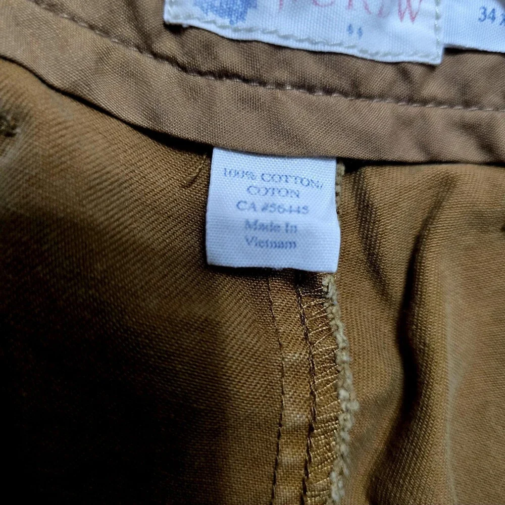 Vintage 1980s -1990's J Crew Men's Chinos 34 x 30 Light Khaki Cream Brown Pants